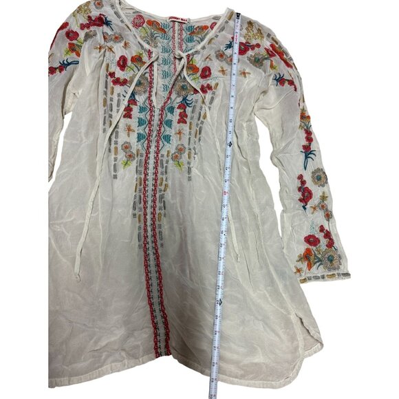 Johnny Was Autumn Bloom Embroidered Front Ties Long Sleeve Peasant Tunic Small - Picture 4 of 7